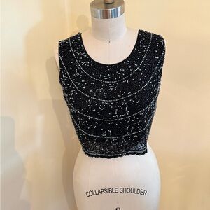 Ruby & Jenna Elegant Black Beaded Women's Top